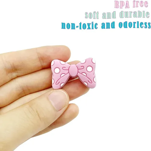 Miniatura 2 de 16 cuentas de lazo de silicona con forma de lazo, cuentas focales con forma de lazo para bolígrafos, llavero, fabricación de pulseras, fabricación