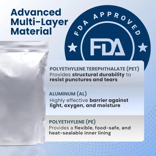 Miniatura 2 de 50 bolsas de Mylar de cuarto de galón para almacenamiento de alimentos, bolsas de Mylar de 0.394 in de grosor, 7 x 10 pulgadas, con absorbentes