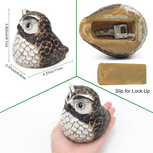 Miniatura 2 de Ocultador de llave de repuesto decorativo para casa de búho sintético, adorno para jardín o patio