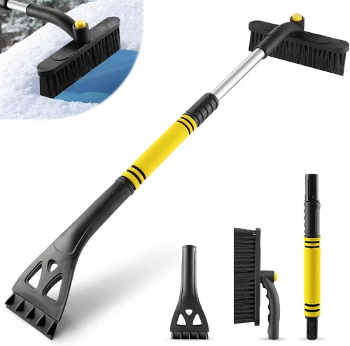 Miniatura 7 de LivTee Rascador de hielo y cepillo de nieve para parabrisas de automóvil, herramienta de eliminación de nieve extraíble de 24.75 pulgadas