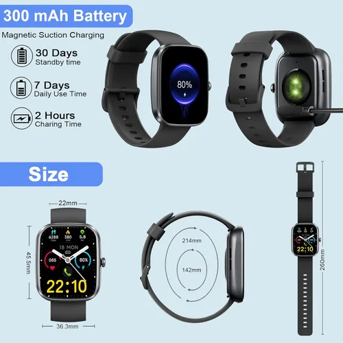 Miniatura 7 de Reloj inteligente para hombres y mujeres (respuesta/hacer llamadas), reloj inteligente HD de 1.96 pulgadas, rastreador de actividad con más de 110
