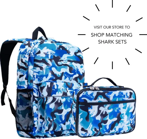 Miniatura 6 de Fenrici - Mochila para niñas, niños y adolescentes, mochila reciclada para laptop, de 16 x 13.5 pulgadas, L, Impresión de tiburón azul.