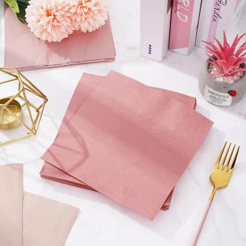 Miniatura 4 de Whaline 150 servilletas de papel rosa melocotón 3 colores desechables servilletas de almuerzo temática rosa servilleta para celebración, reunión