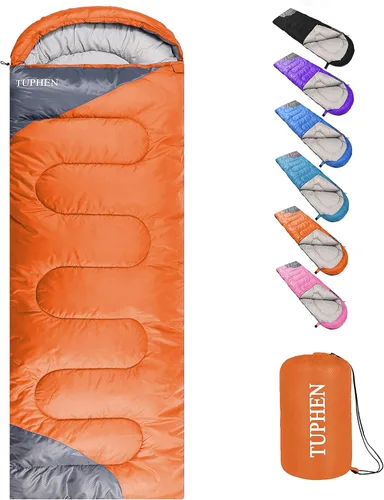 tuphen - Sacos de dormir para adultos, niños, niñas, mochileros, senderismo, camping, forro de microfibra, clima frío y cálido, 4 estaciones, uso en