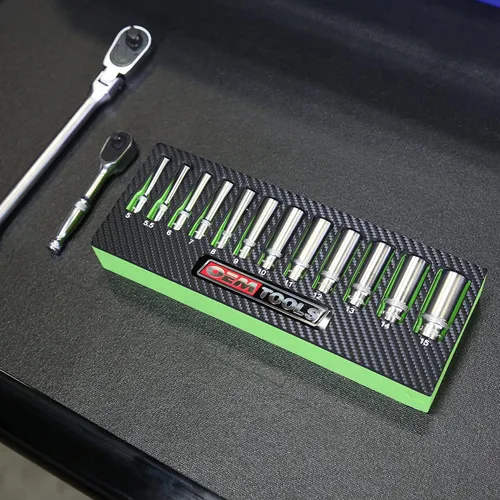 Miniatura 7 de OEMTOOLS 23986 Juego de 12 llaves de 1/4 unidad de profundidad, juego de llaves profundas métricas 5-15mm, llaves de acero de aleación tratadas
