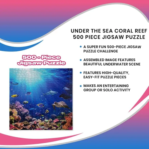 Miniatura 6 de Under the Sea Coral Reef - Rompecabezas de 500 piezas para adultos y niños Tablero interactivo para el cerebro, juguetes educativos