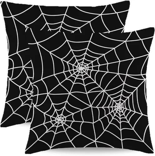 Miniatura 12 de Juego de 2 fundas de almohada de Halloween de 16 x 16 pulgadas, fundas cuadradas de lino decorativas de lino para el hogar, la cama o el sofá