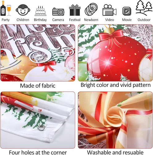 Miniatura 3 de Irenare Telón de fondo de Navidad, banner de Feliz Navidad, decoración para fiesta, fondo de fotografía de Navidad, accesorios para fotos
