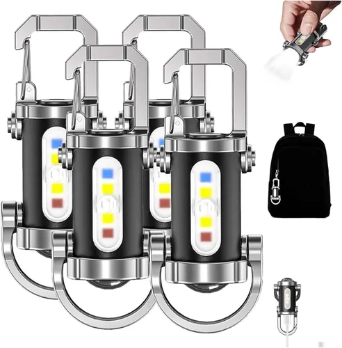 Linterna de Llavero Recargable Portátil Brillante Cargador de Teléfono, Mini Linterna de Llavero, 7 Modos de Iluminación, 1200 Lúmenes Linterna de 4