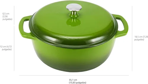 Miniatura 4 de Amazon Basics - Olla de horno holandés de hierro fundido con tapa, esmaltada, redonda, con asas dobles, resistente, mediana, 6 cuartos de galón