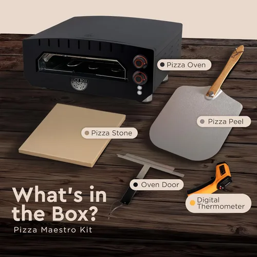 Miniatura 6 de Slice Box - Horno eléctrico para pizza al aire libre, cocina en encimera, calienta hasta 750 grados, termómetro digital, piedra de pizza y cáscara
