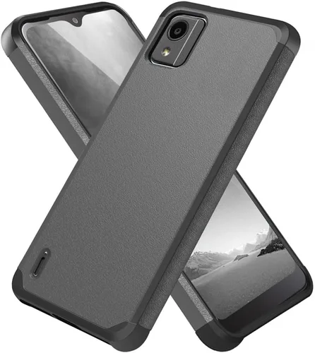Miniatura 5 de TJS Funda compatible con Nokia C110 N156DL, con protector de pantalla de vidrio templado de doble capa, soporte magnético híbrido a prueba de Gris