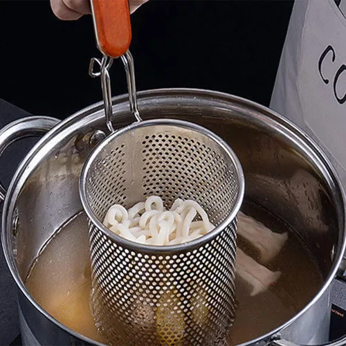 Miniatura 2 de Tenta Kitchen Cesta de pasta de acero inoxidable microperforada de malla de araña, colador de fideos para bola de masa de alimentos, colador