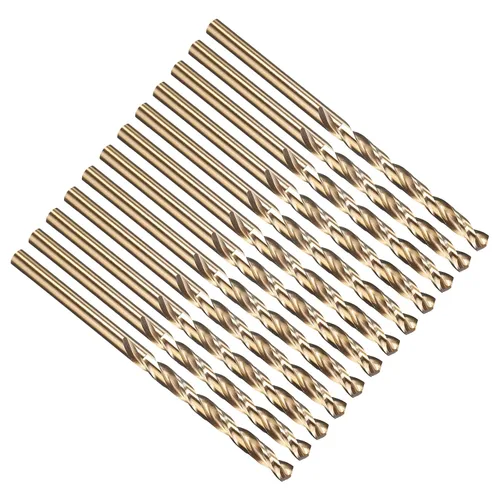 Miniatura 323 de PATIKIL Broca Jobber de 0.039 in, vástago recto M35 cobalto 5% acero de alta velocidad 135° acabado dorado para metal duro de acero inoxidable - 2