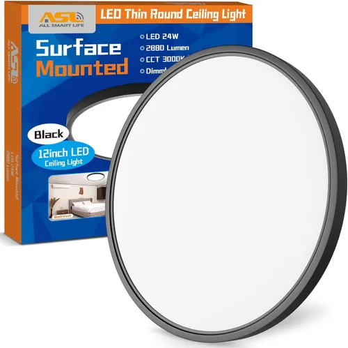 Miniatura 11 de Allsmartlife - Juego de 2 lámparas de techo empotradas, lámpara de techo LED redonda regulable CCT 3000K/4000K/6500K, lámparas de 24W de 12 pulgadas