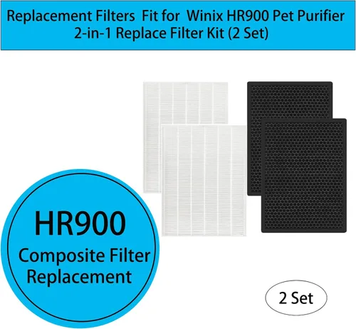 Miniatura 3 de HR900 - Kit de filtros de repuesto para purificador de aire para mascotas Winix HR900, parte de repuesto 1712-0093-00 filtro T y filtro U