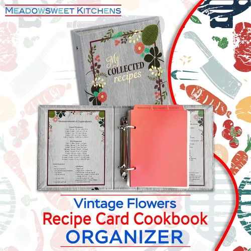Miniatura 6 de Libro de cocina con tarjetas de recetas Meadowsweet Kitchens con diseño de flores vintage (revestido de tela)