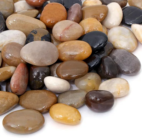 Miniatura 8 de Calofulston Piedra Negra de 15 Libras, Piedras Pequeñas de Río Guijarros para Plantas, Jarrones, Paisajismo, Rocas Decorativas Altamente Pulidas