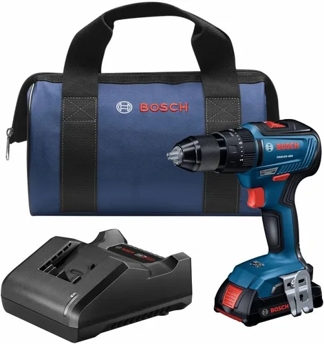Bosch GSB18V-490B12 18V EC Kit de taladro/destornillador de martillo sin escobillas de 1/2 pulgada con (1) batería de alimentación estándar de 2 Ah