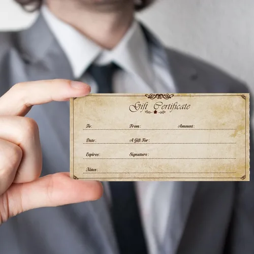 Miniatura 5 de Sinmoe 50 juegos de certificados de regalo para negocios con 50 sobres en blanco, tarjetas de certificado de regalo con nombre y dirección rústicas