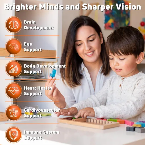 Miniatura 3 de Omega 3 para niños, apoyo para el cerebro, los ojos, el corazón y el sistema inmunológico con DHA, gomitas Omega 3 para niños, veganas, a base