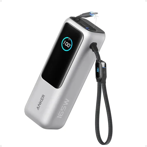 Miniatura 8 de Anker Batería portátil para laptop, cargador portátil de 25,000 mAh con triples puertos USB-C de 100W, cables retráctiles incorporados, aprobado