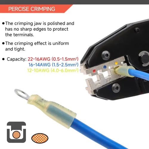 Miniatura 3 de HKS Herramienta de crimpado para conectores termorretráctiles con pelador 3 en 1 y 280 piezas de conectores termorretráctiles impermeables de grado