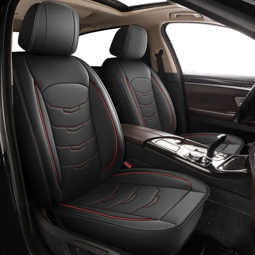 Miniatura 16 de Juego de fundas de asiento de automóvil para GMC Canyon 2015-2025, juego de fundas de asiento delantero de cuero con soporte lumbar, protector