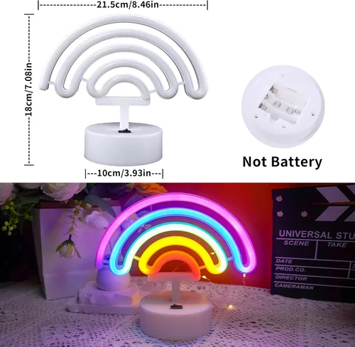 Miniatura 3 de Letrero de neón arcoíris con base, letreros de luz de neón arcoíris, lámpara LED para habitación de bebé, luces de noche de mesa alimentadas por USB