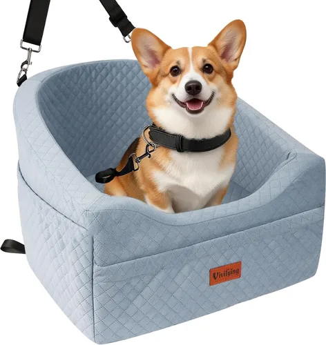 Miniatura 8 de Asiento de coche para perros Vivifying para perros pequeños y medianos, asiento elevador desmontable y lavable para mascotas de hasta 30 libras