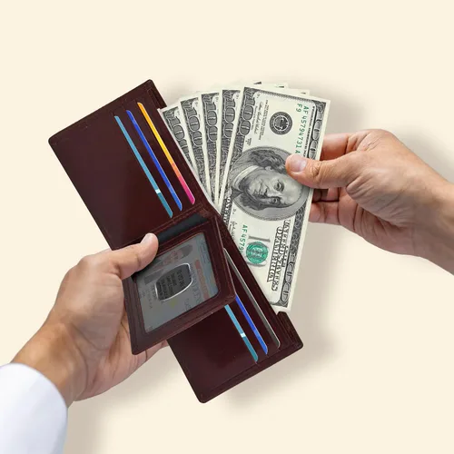 Miniatura 74 de Carteras RFID delgadas para hombres - Cartera de bolsillo frontal de piel genuina
