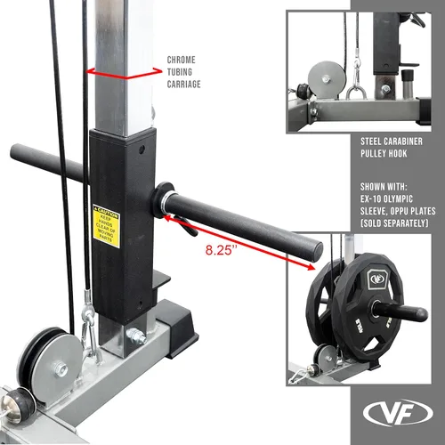 Miniatura 8 de Valor Fitness Power Rack - Soporte para sentadillas y banco de prensa de banco con accesorio desplegable LAT de 2 x 2 pulgadas, marco de Rack