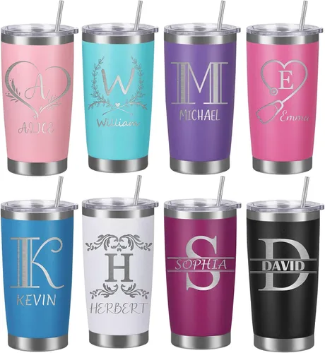 Miniatura 3 de Vasos personalizados con tapa de nombre y pajita, vaso de café aislado personalizado, regalo de Navidad y cumpleaños para hombres, acero inoxidable