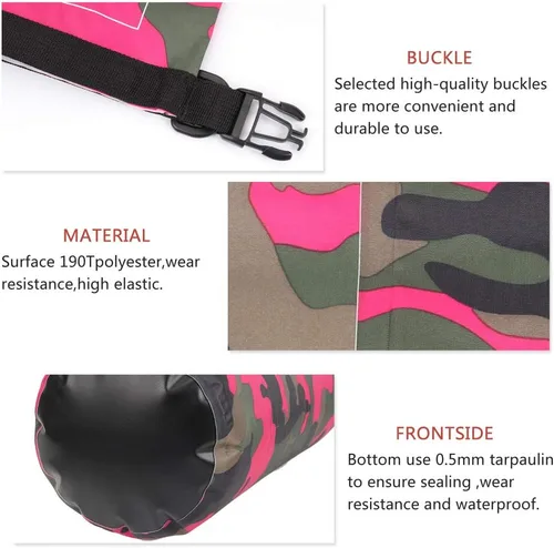 Miniatura 4 de Bolsa seca impermeable de 2L/5L/10L/15L/20L/30L, saco enrollable que mantiene el equipo seco para kayak, rafting, navegación, natación, campamento
