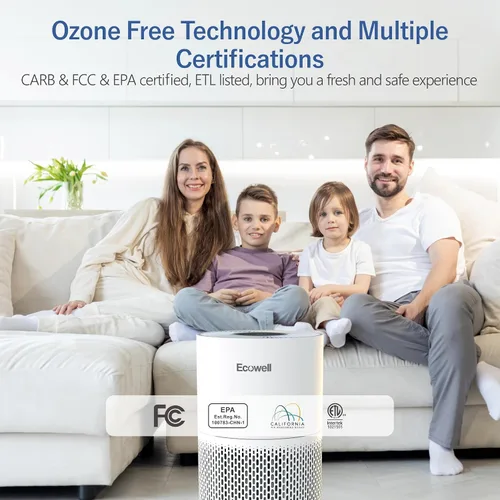 Miniatura 7 de ECOWELL - Purificadores de aire para habitación grande del hogar con sensor de calidad de aire, cubre hasta 1640 pies cuadrados, filtro HEPA, Blanco