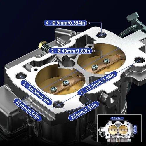 Miniatura 2 de Carburador marino de 2 barriles de carbohidratos para motores Mercruiser 3.0L 2.5L 4 CYL con chorros de estrangulador eléctrico, varillaje largo
