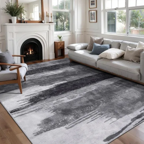 Miniatura 51 de Ciicool Alfombra de pasillo lavable de 2 x 6, alfombra moderna abstracta para pasillo, antideslizante, delgada, ligera, con estampado gris marino