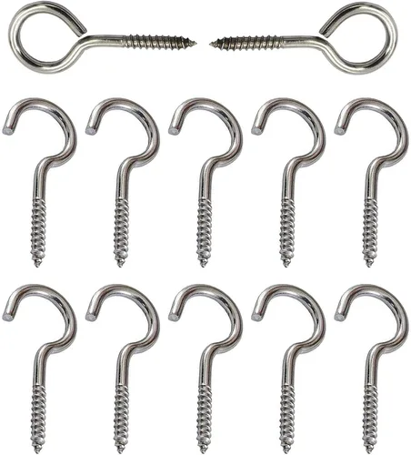 Miniatura 7 de Ganchos de tornillo de acero inoxidable, tornillos de gancho de ojo M5 de 2.5 pulgadas, ganchos de ojo de metal resistente para techo al aire libre