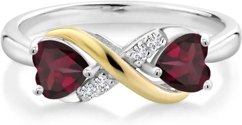 Miniatura 86 de Gemstone Birthstone and Lab Grown Diamond Accents Eternal Love Infinity Ring for Women 925 Silver and 10K Yellow Gold Heart Shape 5MM & Round