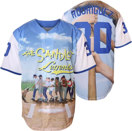 Miniatura 18 de The Sandlot Benny The Jet Rodriguez Michael Squints Palledorous Alan Yeah-Yeah McClennan Bel Air Jersey de Béisbol con Impresión 3D 11-gris