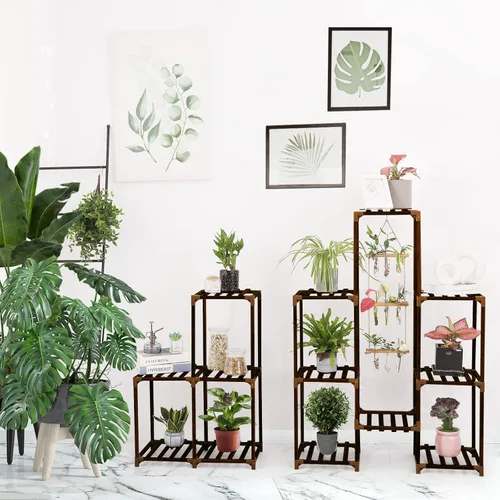Miniatura 6 de XXXFLOWER Soporte para plantas para interiores y exteriores, estante de madera de 13 niveles para múltiples plantas, estante grande para plantas