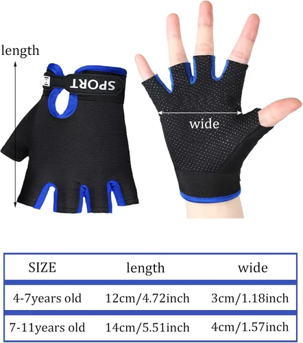 Miniatura 3 de 4 pares de guantes de ciclismo de medio dedo para niños, guantes deportivos antideslizantes para deportes al aire libre de verano para niños