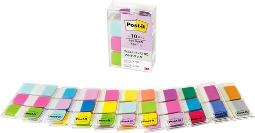 Miniatura 13 de (Amazon.co.jp Exclusive) 686-3MC-1N Post-it Film Sticky Notes, Label, Index, Thick, Multicolor, 1.6 x 0.7 inches (40 x 18 mm), 3 Colors, 10 Sheets