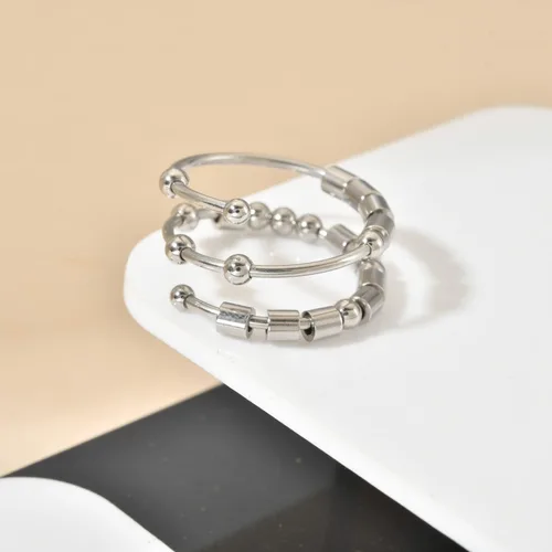 Miniatura 2 de Anillos de código morse para mujer, anillo giratorio de acero inoxidable, anillos para ansiedad, anillo de código morse, regalos inspiradores