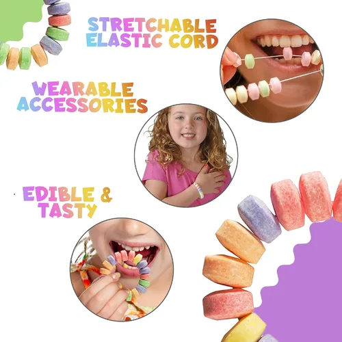 Miniatura 8 de Paquete de 36 pulseras de caramelo a granel para niños de 2.5 pulgadas, envueltas individualmente, pulseras elásticas comestibles con sabor a fruta