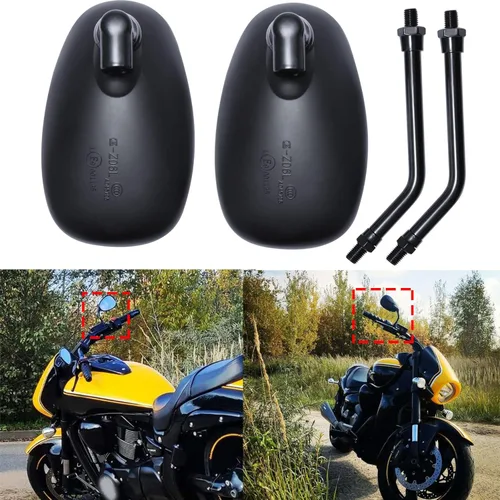 Miniatura 4 de Espejos retrovisores negros de 10 mm para manillar de motocicleta, compatibles con Honda, Kawasaki, Suzuki, scooter de crucero (negro)