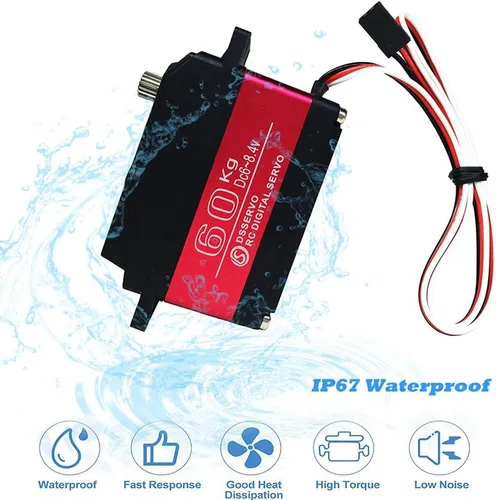 Miniatura 2 de 132.3 lbs Digital Servo 8.4V Engranaje De Acero Inoxidable De Alto Voltaje Gran Torque De Alta Velocidad Impermeable 1/5 Baja Servos - 180 Grados