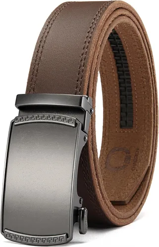 Miniatura 20 de CHAOREN Cinturón para hombre de cuero con trinquete - Ajuste personalizable, estilo sin esfuerzo (35 mm)