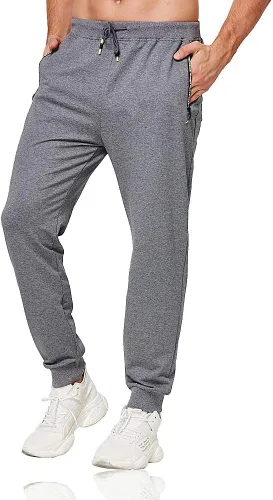 Tansozer - Pantalones deportivos para hombre, ligeros, entallados, informales, bolsillos con zíper