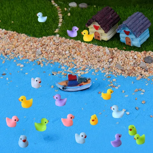 Miniatura 3 de Tindobewan 100 piezas de pequeños patos de resina, mini patos en miniatura, adornos para manualidades, jardín, acuario, decoración del hogar